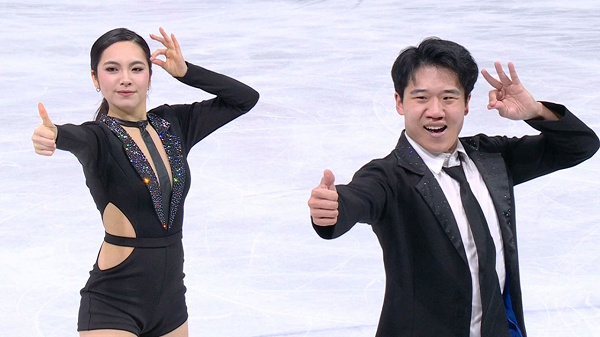 임해나·권예 올림픽 아이스댄스 데뷔 관련 방송 화면